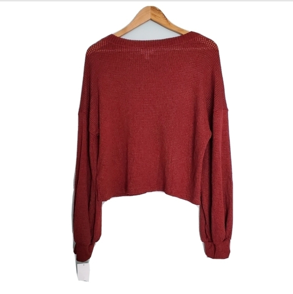 NEW PST Los Angeles Burgundy Top Sweater - Picture 2 of 4